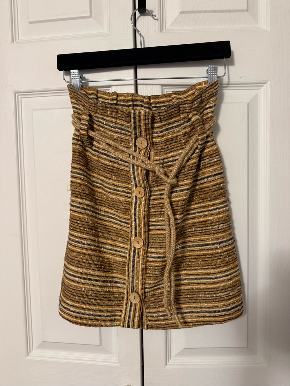 Zara Striped Knit Mini Skirt in Mustard and Cream